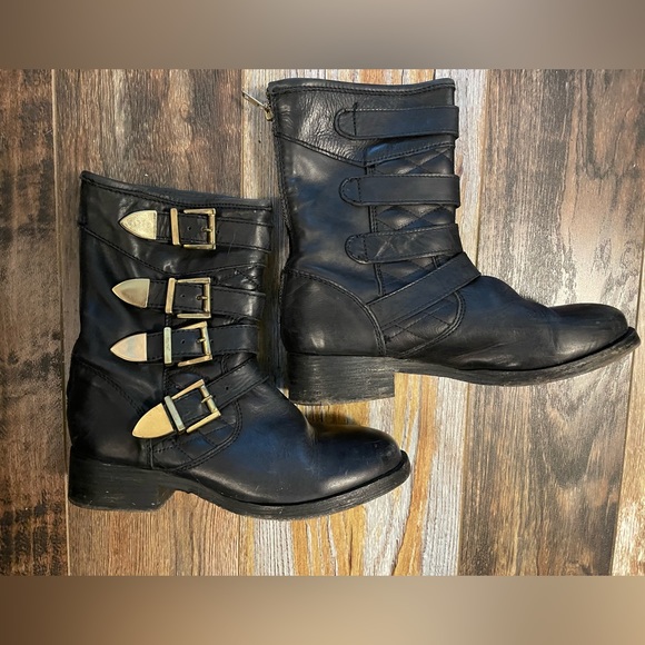 ZIGI girl Shoes - Motorcycle Biker Ankle Boots (leather) by ZIGI Girl